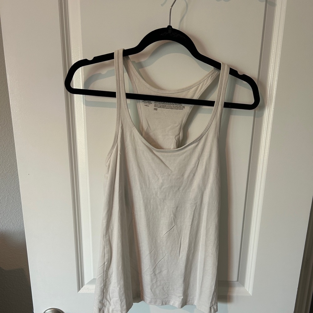 White racerback tank with built-in bra